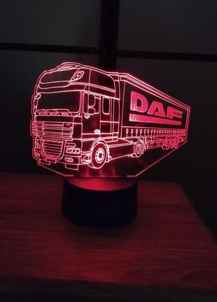 3d-світильник вантажівка тягач daf, 3д-нічник, кілька підсвіток (на bluetooth), подарунок далекобійнику