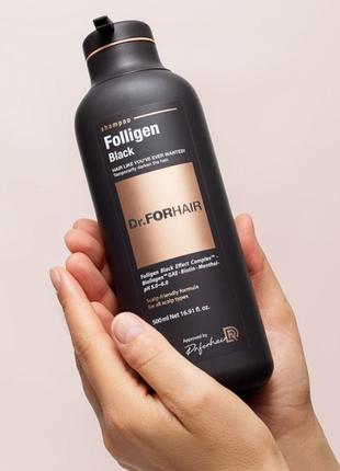 Шампунь для восстановления цвета седых волос dr.forhair folligen black (500 мл), япония