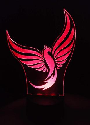 3d-світильник фенікс, 3д-нічник, кілька підсвічувань (на пульті)