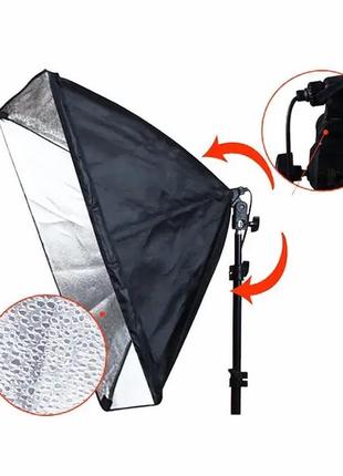 Софтбокс + штатив + адаптер на 4 патрона