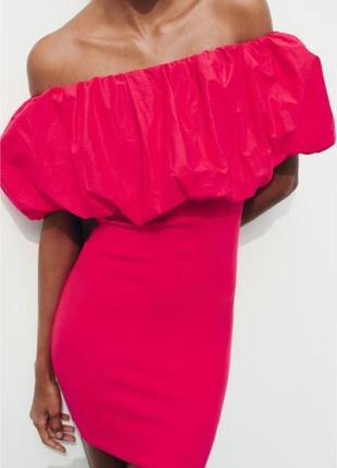 Zara женское мини платье в милый рубчик стрейч заказано на официальном сайте