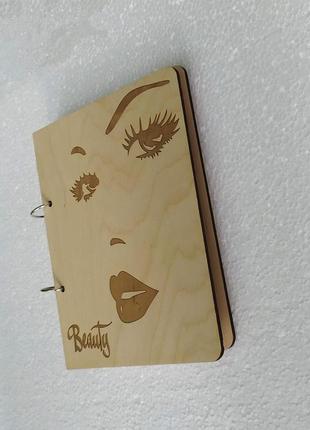 Деревянный блокнот "beauty" (на кольцах с ручкой), ежедневник из дерева2 фото