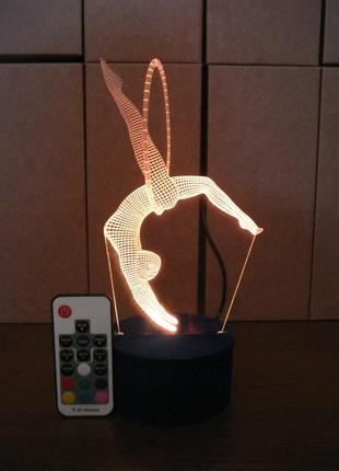 3d-світильник гімнастка, 3д-нічник, кілька підсвічувань (на пульті)