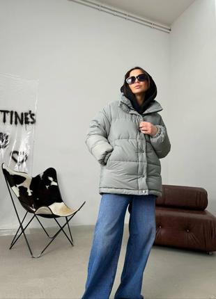 Теплая куртка-пуффер с капюшоном xs,s,m,l