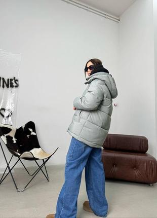 Теплая куртка-пуффер с капюшоном xs,s,m,l3 фото
