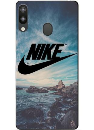 Силиконовый бампер чехол для samsung m20 2019 galaxy m205f с рисунком nike