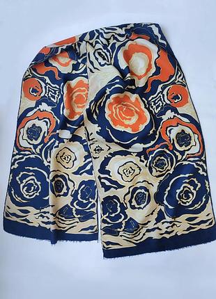 Вінтажний шовковий шарф  , 100% шовк, ручний шов роуль