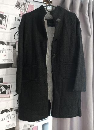 Крутое твидовое пальто кардиган zara