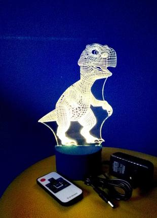 3d-світильник динозаврик, 3д-нічник, кілька підсвічувань (на пульті)