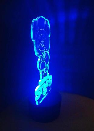 3d-світильник леон з чупіком, 3д-нічник, кілька підсвічувань (на пульті)4 фото
