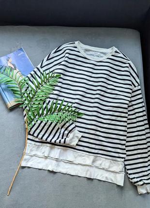 Классный теплый свитшот в полоску оверсайз oversized