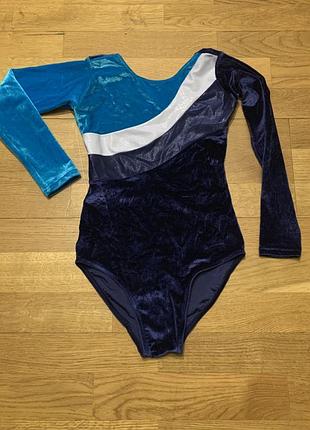 Гімнастичний велюровий купальник із довгим рукавом для дівчинки 10-12 років