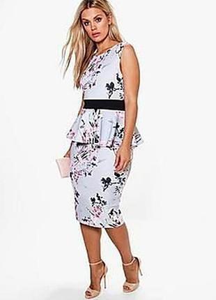 Девочки. невероятно красивое платье баска - цветочного принта 52 размер