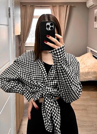 Удлинённая рубашка в клетку h&m