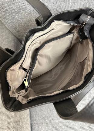 Женская стильная и качественная сумка шоппер из эко кожи черная змея