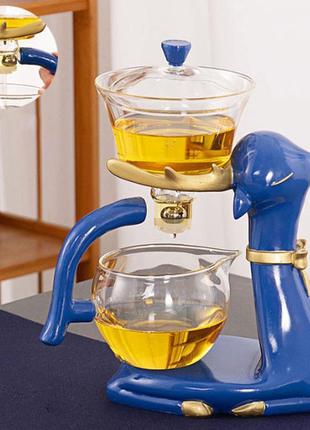Сервиз ленивый чай "оленёнок" синий 350мл.1 фото