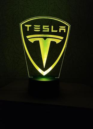 3d-світильник тесла лого, 3д-нічник, кілька підсвіток (батарейка + 220 в), подарунок автолюбцеві