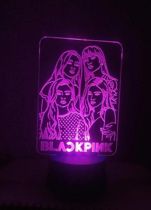 3d-светильник black pink, 3д-ночник, несколько подсветок (батарейка+220в)