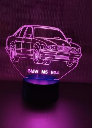 3d-светильник бмв м5 е34 bmw, 3д-ночник, несколько подсветок (на пульте), подарок автолюбителю