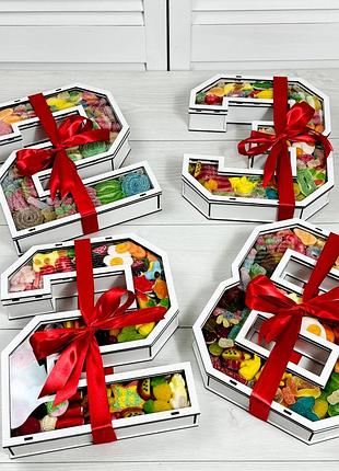 Цифры с мармеладом, цифры с желейками, сладкий подарок