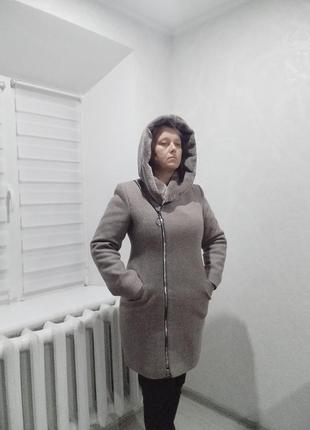 Зимнее теплое натуральное пальто