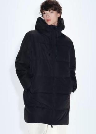 Полудлинный анорак черный куртка женская zara new