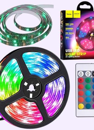 Стрічка світлодіодна hoco dl30 4м 5050 rgb led підсвічування стрічка з пультом