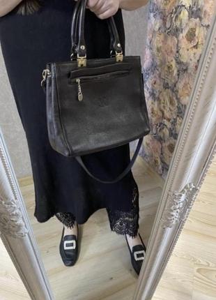 Шкіряна структурована вінтажна коричнева сумка