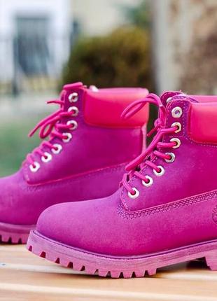 💜timberland neon pink/purple💜шикарные женские ботинки тимберленд зимние с мехом
