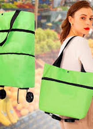 Тканевая тележка 5л, удобная складная хозяйственная сумка на колесах