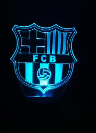3d-светильник фк барселона, 3д-ночник, несколько подсветок (батарейка+220в), подарок футбольному болельщику