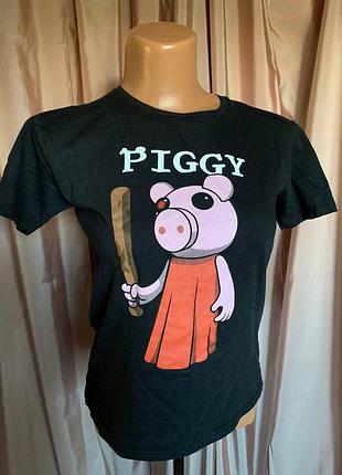 Футболка чорна  piggy baseball bat popgear minitoon