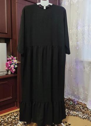 Платье черная длинная батал, платье 👗 бозо, большой размер, оверсайз