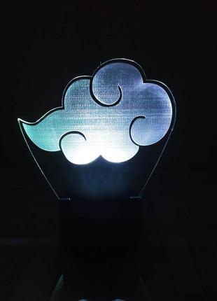 3d-светильник аниме, облако, символ акацуки, 3д-ночник, несколько подсветок (на пульте)