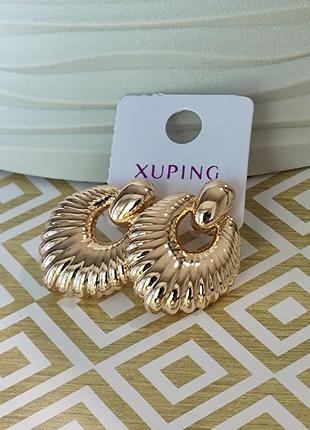 Серьги гвоздики пусеты ксюпинг xuping позолота медицинское золото