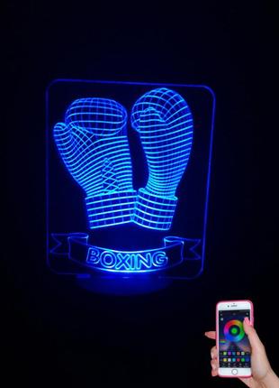 3d-світильник рукавички боксерські, 3д-нічник, кілька підсвічувань (на bluetooth), подарунок для боксера