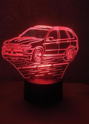3d-светильник бмв х5 bmw, 3д-ночник, несколько подсветок (на пульте), подарок автолюбителю