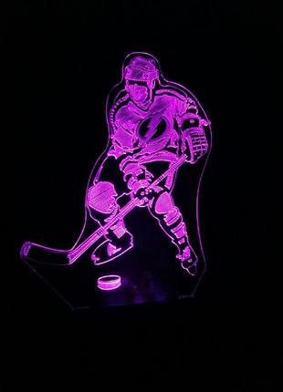 3d-светильник хоккеист, 3д-ночник, несколько подсветок (на пульте)