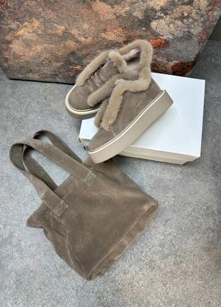 Стильные зимние кеды с мехом норки