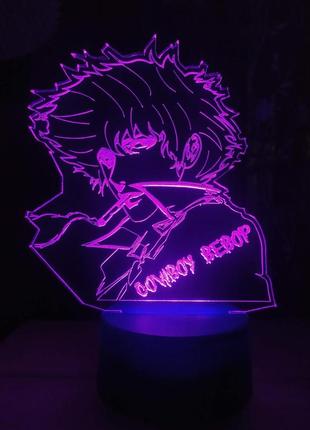 3d-світильник аніме ковбой bebop, 3д-нічник, кілька підсвіток (на bluetooth), подарунок