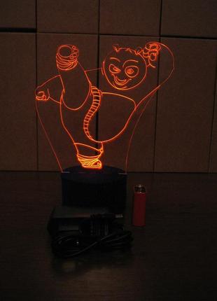 3d-світильник панда кунг-фу, 3д-нічник, кілька підсвічувань (батарейка+220в)