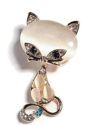 Брошь кошка опал