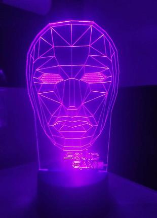 3d-світильник гра в кальмара фронтмен, 3д-нічник, кілька підсвічувань (на батарейці)3 фото