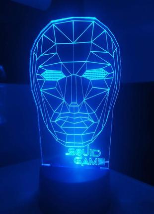 3d-світильник гра в кальмара фронтмен, 3д-нічник, кілька підсвічувань (на батарейці)4 фото