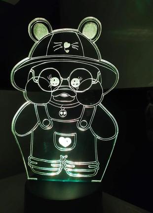 3d-светильник утка ути лалафанфан, 3д-ночник, несколько подсветок (батарейка+220в)