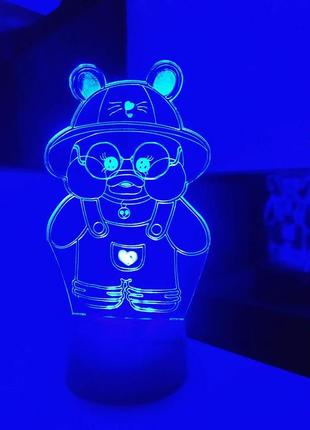 3d-светильник утка ути лалафанфан, 3д-ночник, несколько подсветок (батарейка+220в)