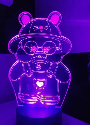 3d-светильник утка ути лалафанфан, 3д-ночник, несколько подсветок (батарейка+220в)