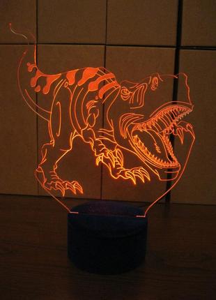 3d-светильник тираннозавр рекс, 3д-ночник, несколько подсветок (на пульте)