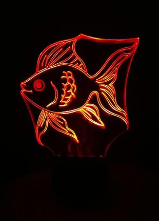 3d-світильник золота рибка, 3д-нічник, кілька підсвічувань (на пульті)