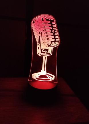 3d-світильник ретромікрофон, 3д-нічник, кілька підсвіток (на пульті), подарунок для співака9 фото
